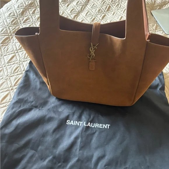 Saint Laurent Tan Suede Tote Bag - Picture 2 of 4